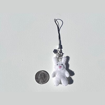Mini Valentine phone charms, teddy bear in bed charm, bunny charm, mini bunny, mini teddy handmade - image1